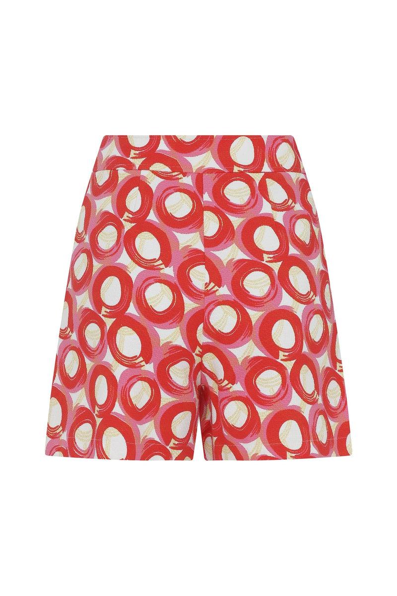 Cherry Red White Zipper Detailed Shorts-- [ORIGINAL]