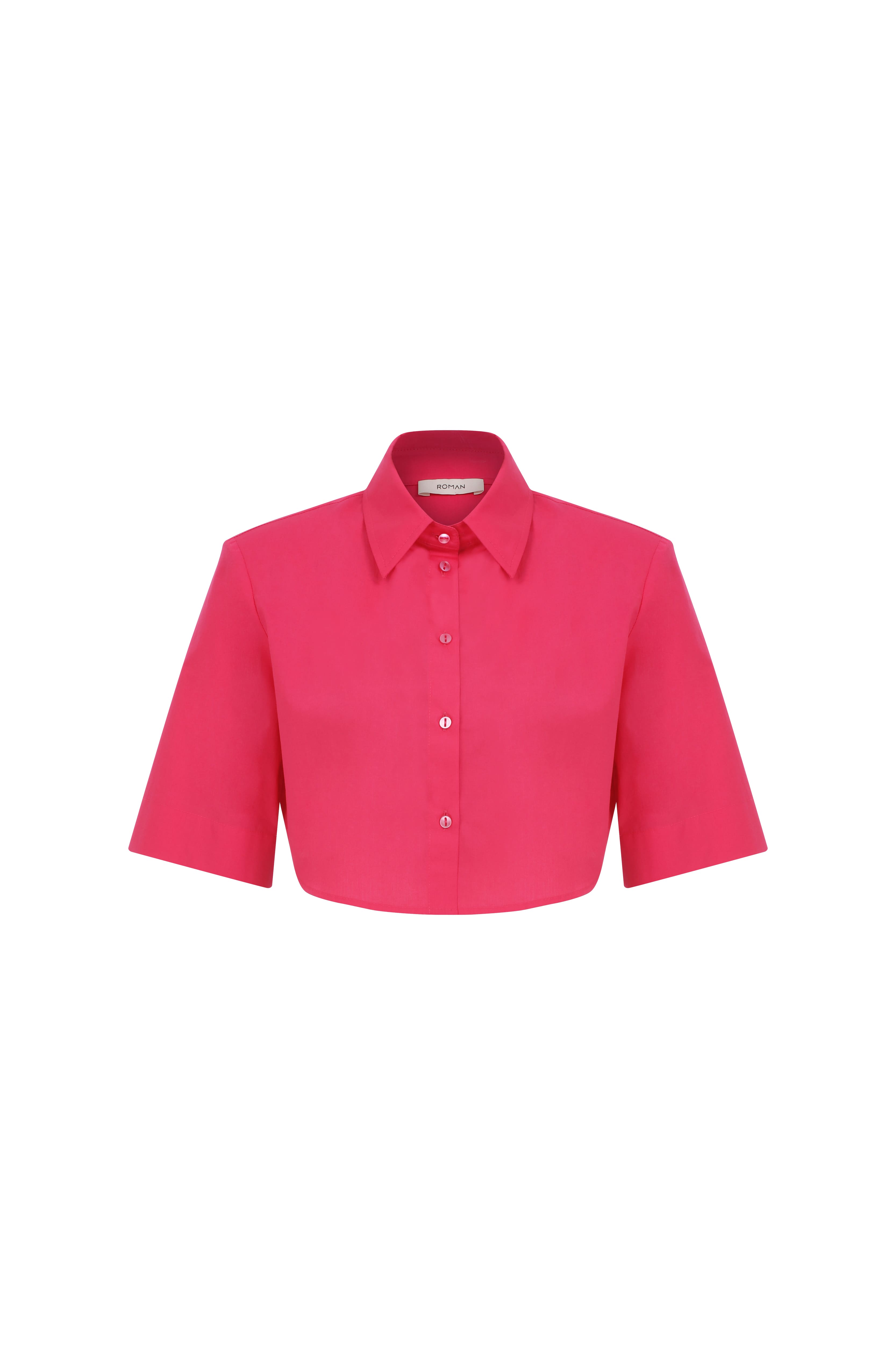 Crop Poplin Fuchsia Women's Shirt --[FUCHSIA]