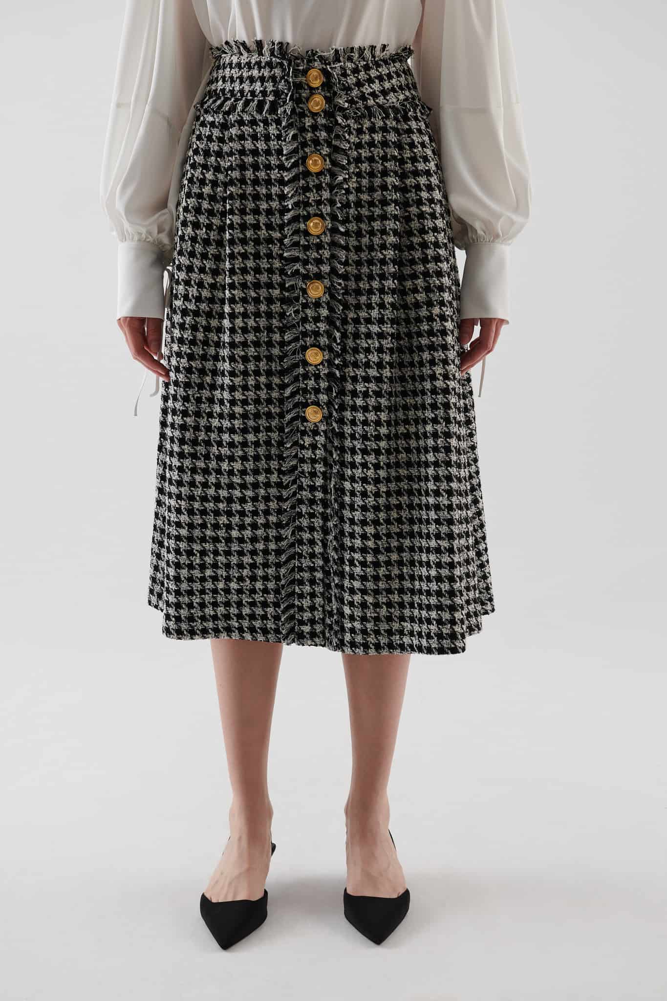 Crowbar Pattern Midi Skirt --[BLACK-WHITE]