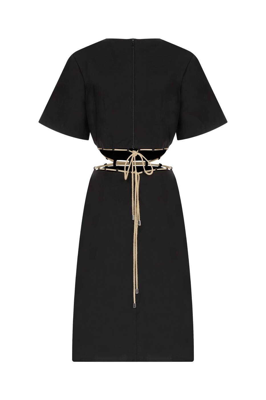 Cut out detail Black Midi Dress --[BLACK]