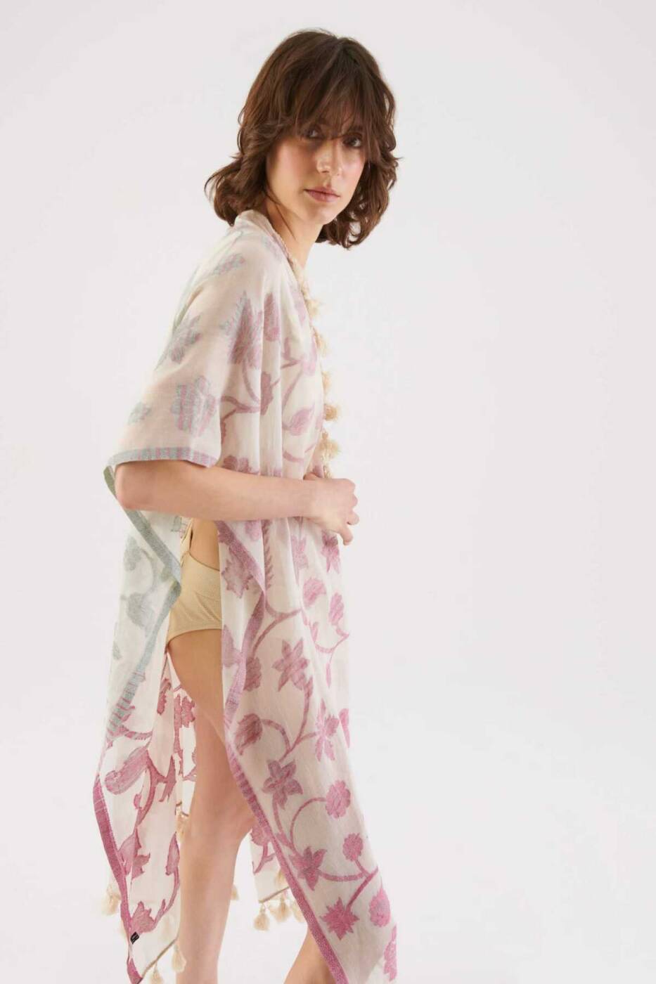 Tassel Detailed Patterned Kimono