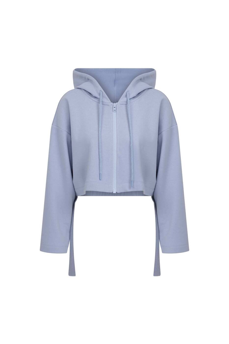 Cropped Pastel Blue Zipper Sweatshirt