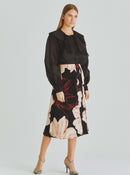 Floral Waist Tie Midi Skirt