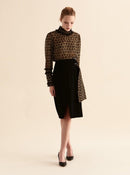 ROMAN USA-Deco Belted Wrap Skirt-- [BLACK]