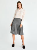 ROMAN USA-Pleated A-Line Skirt-- [GREY]