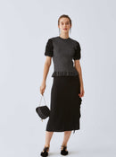 ROMAN USA-Asymmetric Ruffle Skirt-- [BLACK]