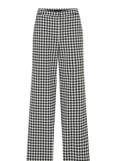 Crow's Foot Patterned Wide Leg Trousers