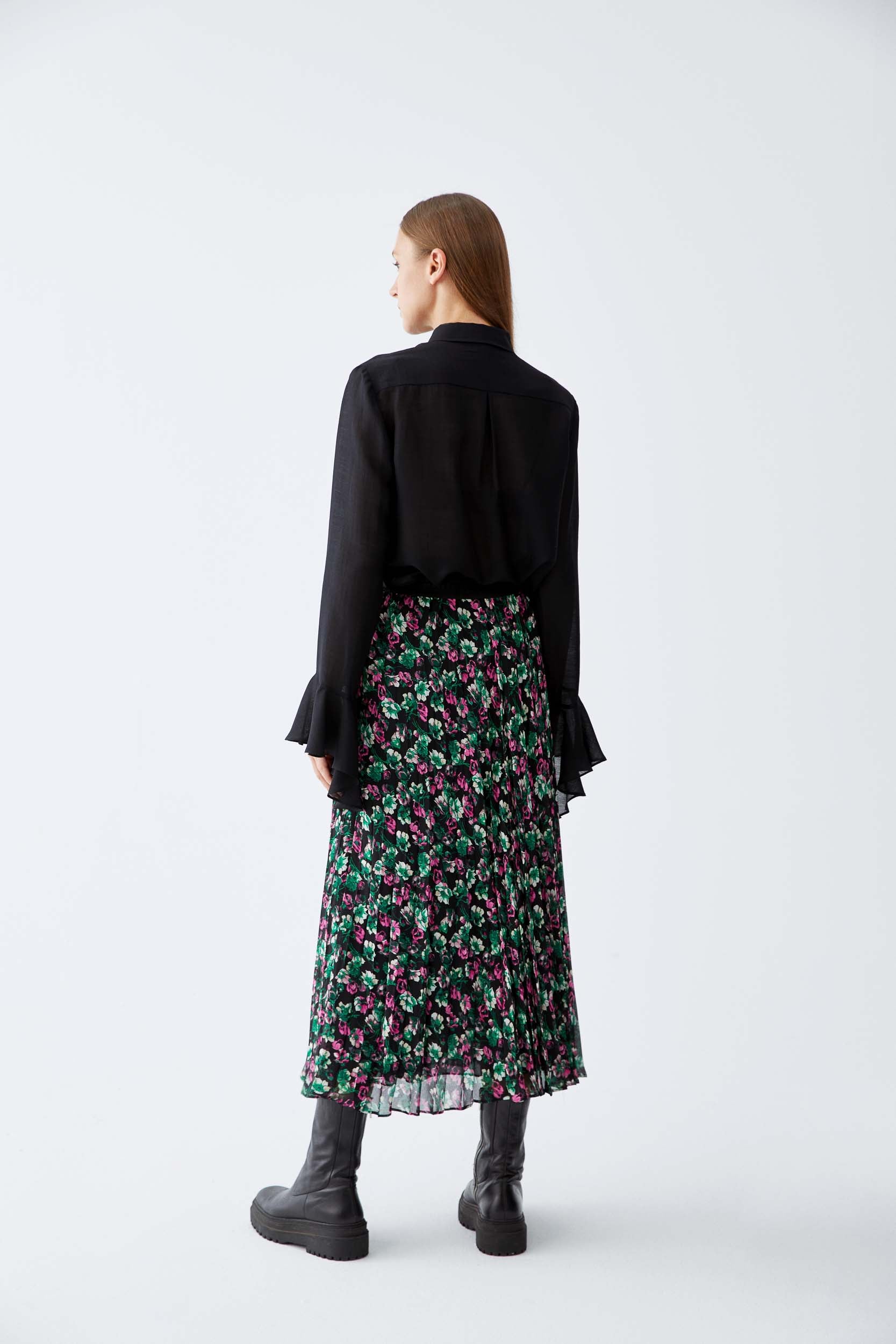 Floral Patterned Chiffon Skirt