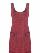 Pocket Detailed Red Sheath Dress
