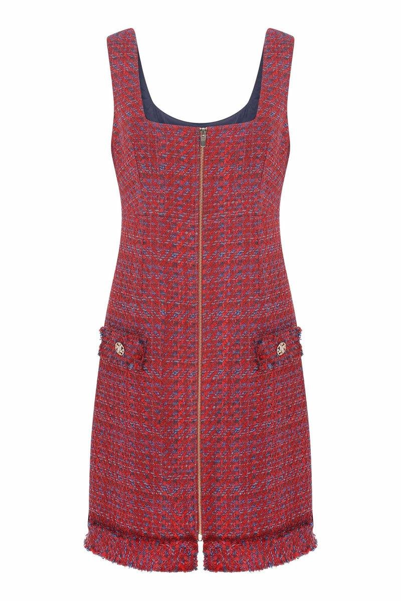 Pocket Detailed Red Sheath Dress