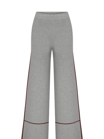 Line Detailed Gray Knitwear Trousers