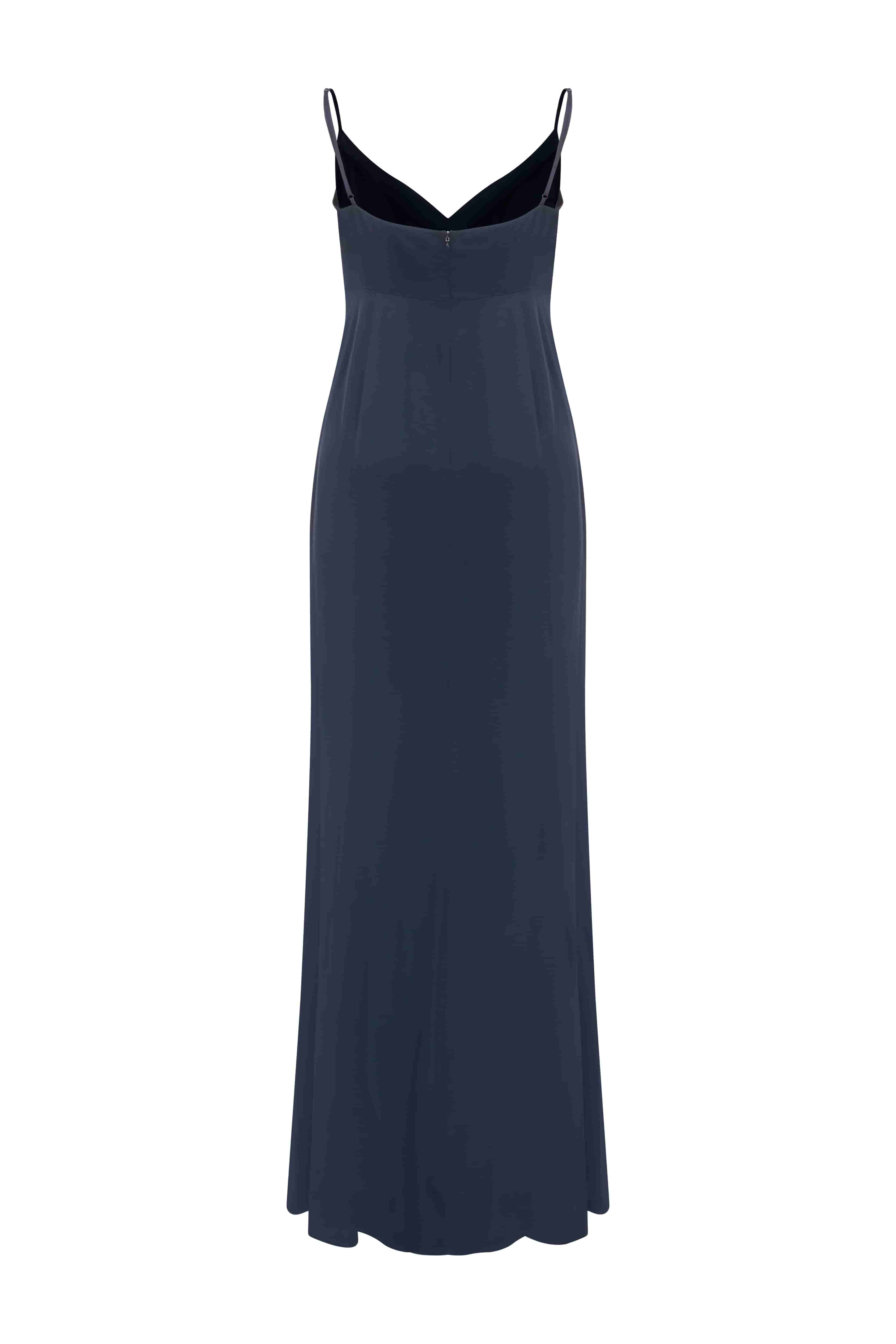 Navy Blue Evening Dress With Slits