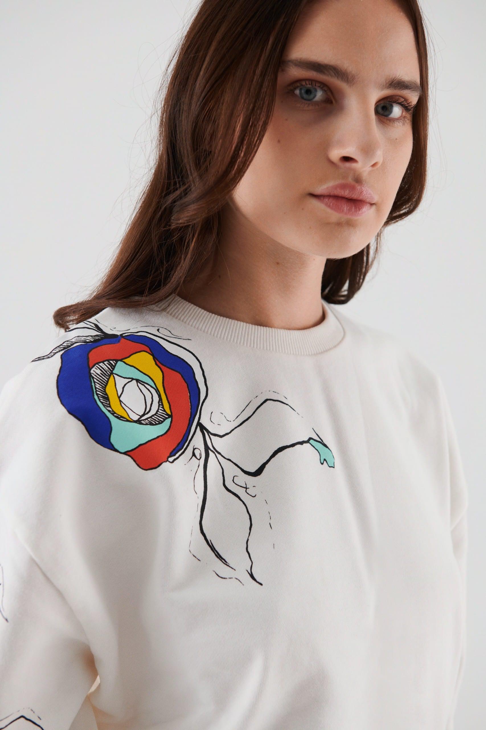 Abstract Floral Women's Sweatshirt --[ECRU]