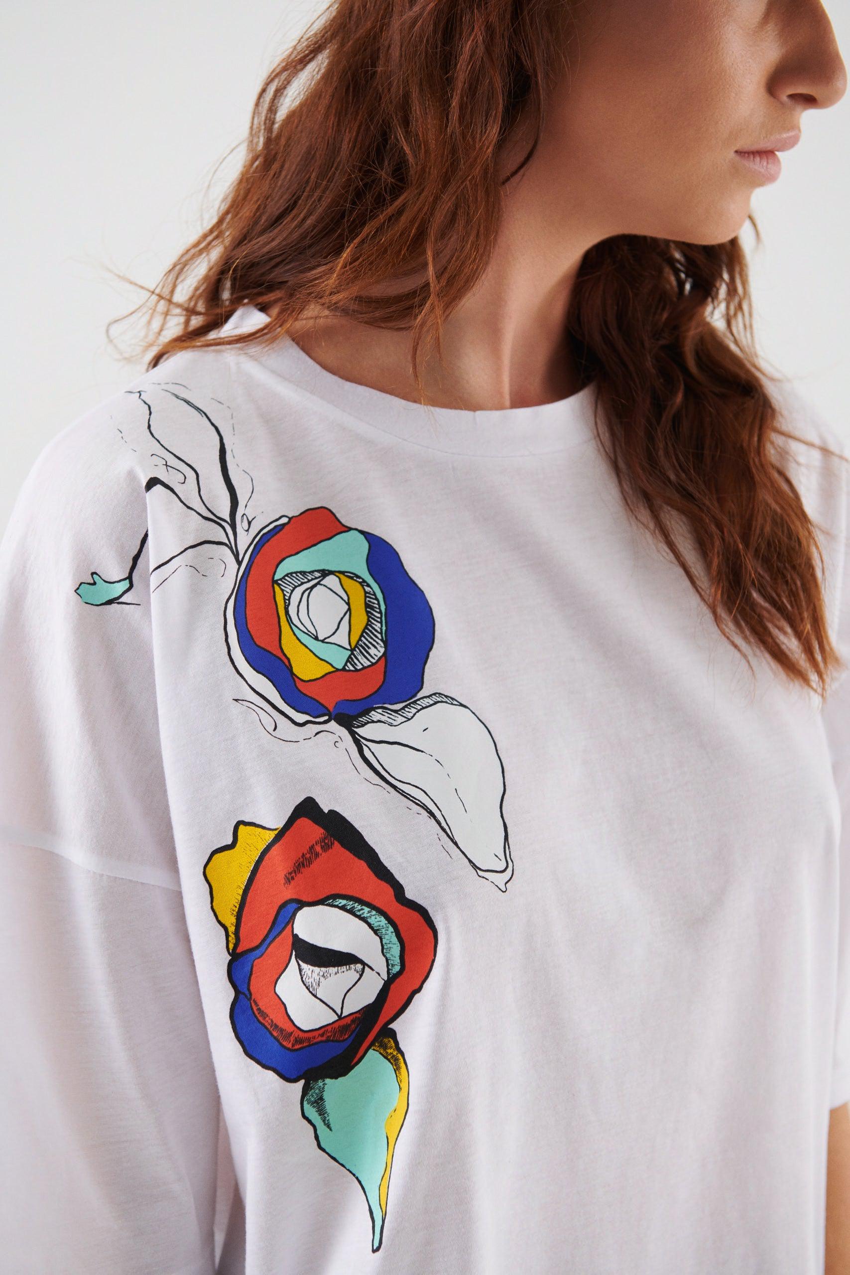 Abstract Floral Women's T-shirt --[WHITE]