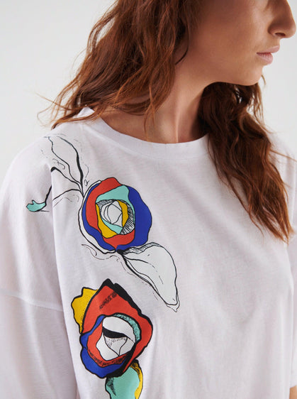 Abstract Floral Women's T-shirt --[WHITE]