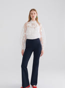 Bell Shaped Navy Blue Women's Trousers --[NAVY]