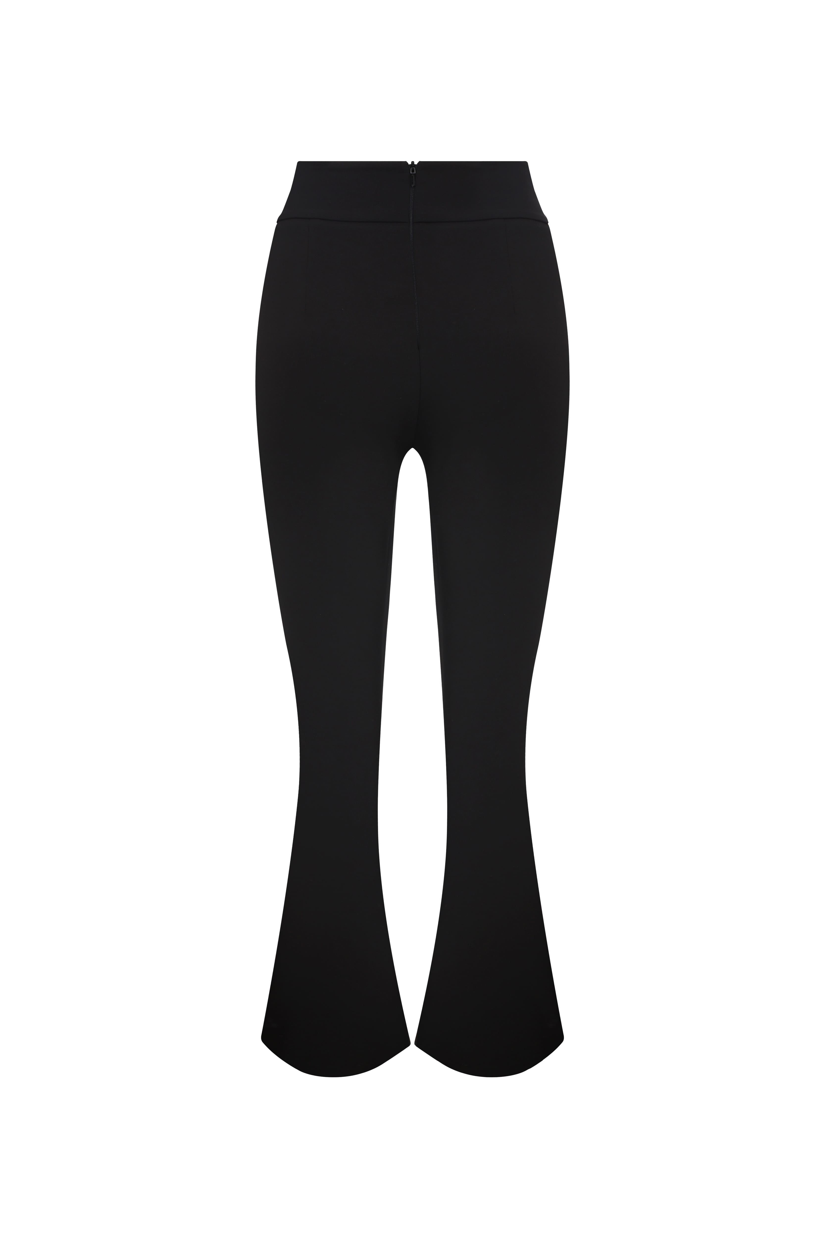 Belt Detailed Slit Leg Black Women's Pants --[BLACK]