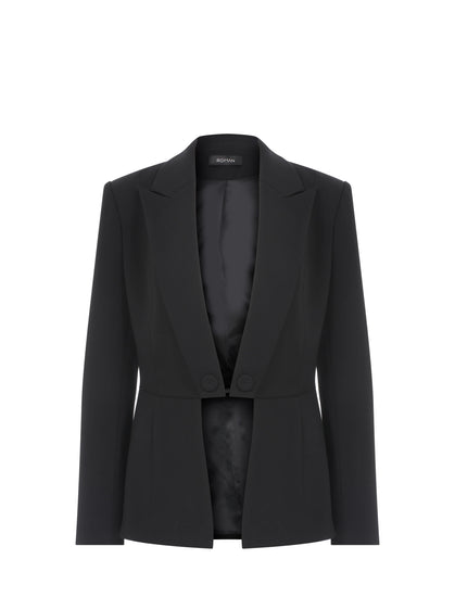 Fashionista Black Crepe Women's Blazer --[BLACK]