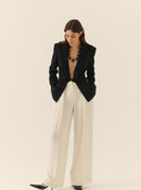 Fashionista Black Crepe Women's Blazer --[BLACK]