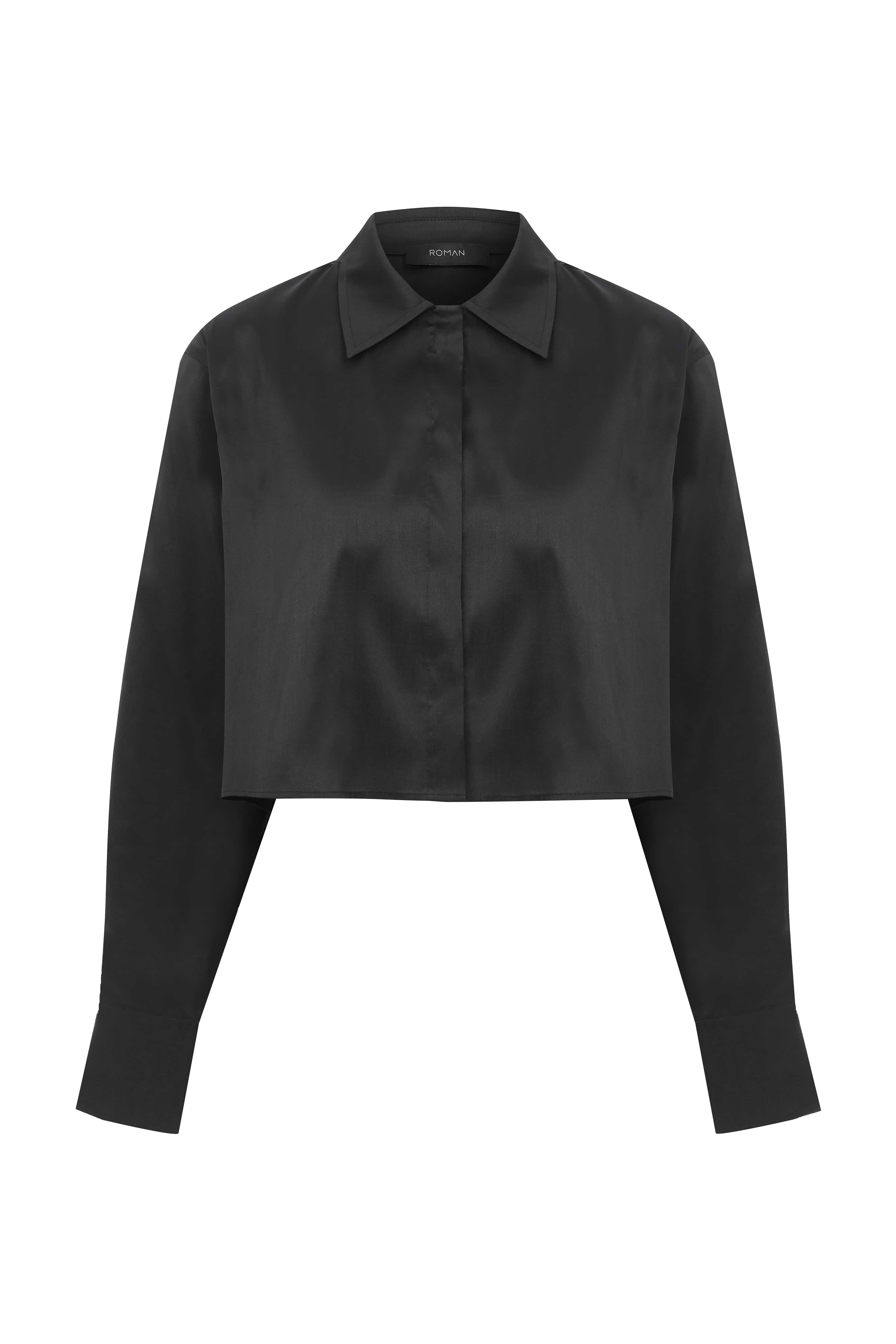 Cropped Black Women's Shirt--[BLACK]