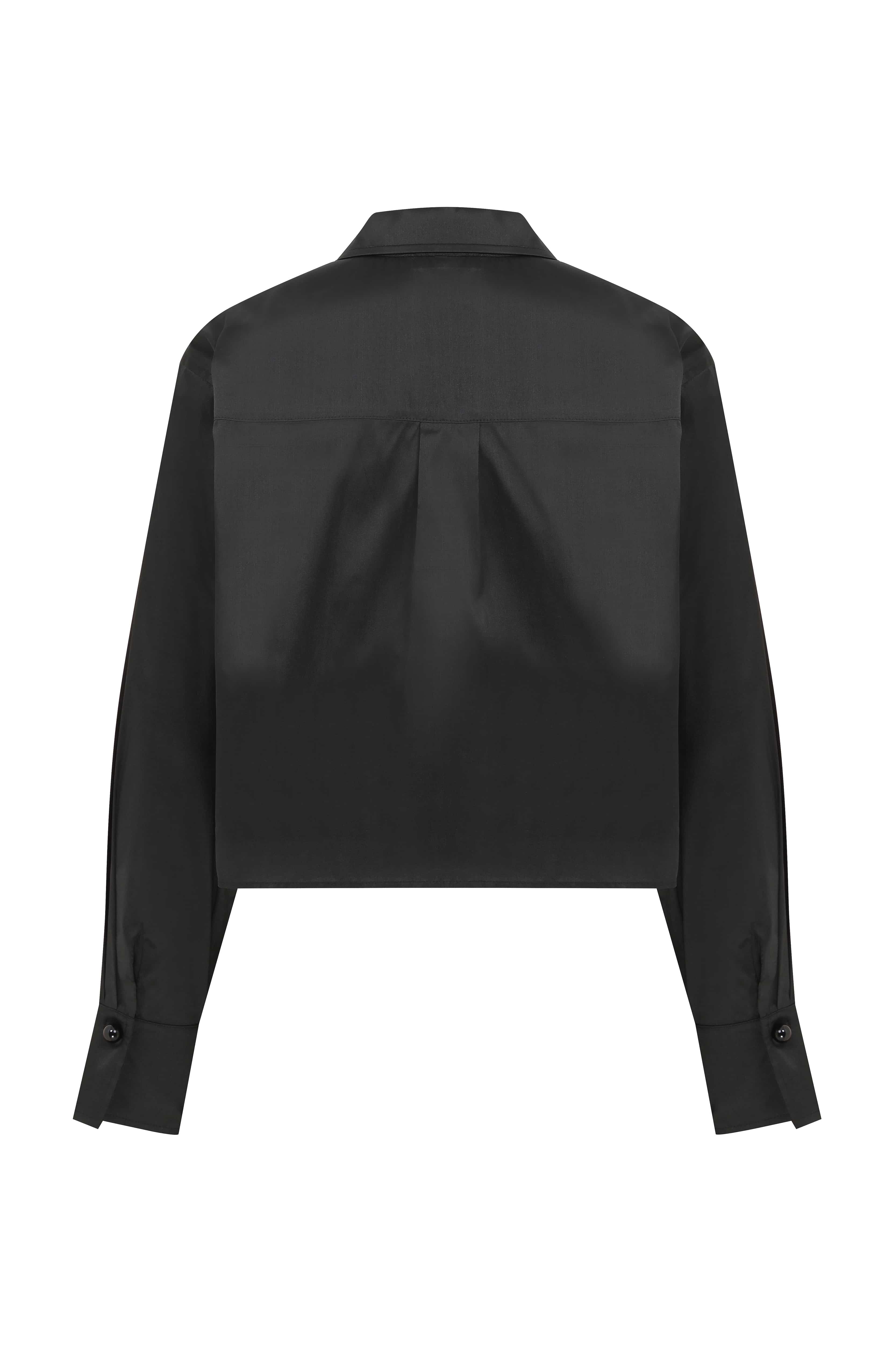 Cropped Black Women's Shirt--[BLACK]