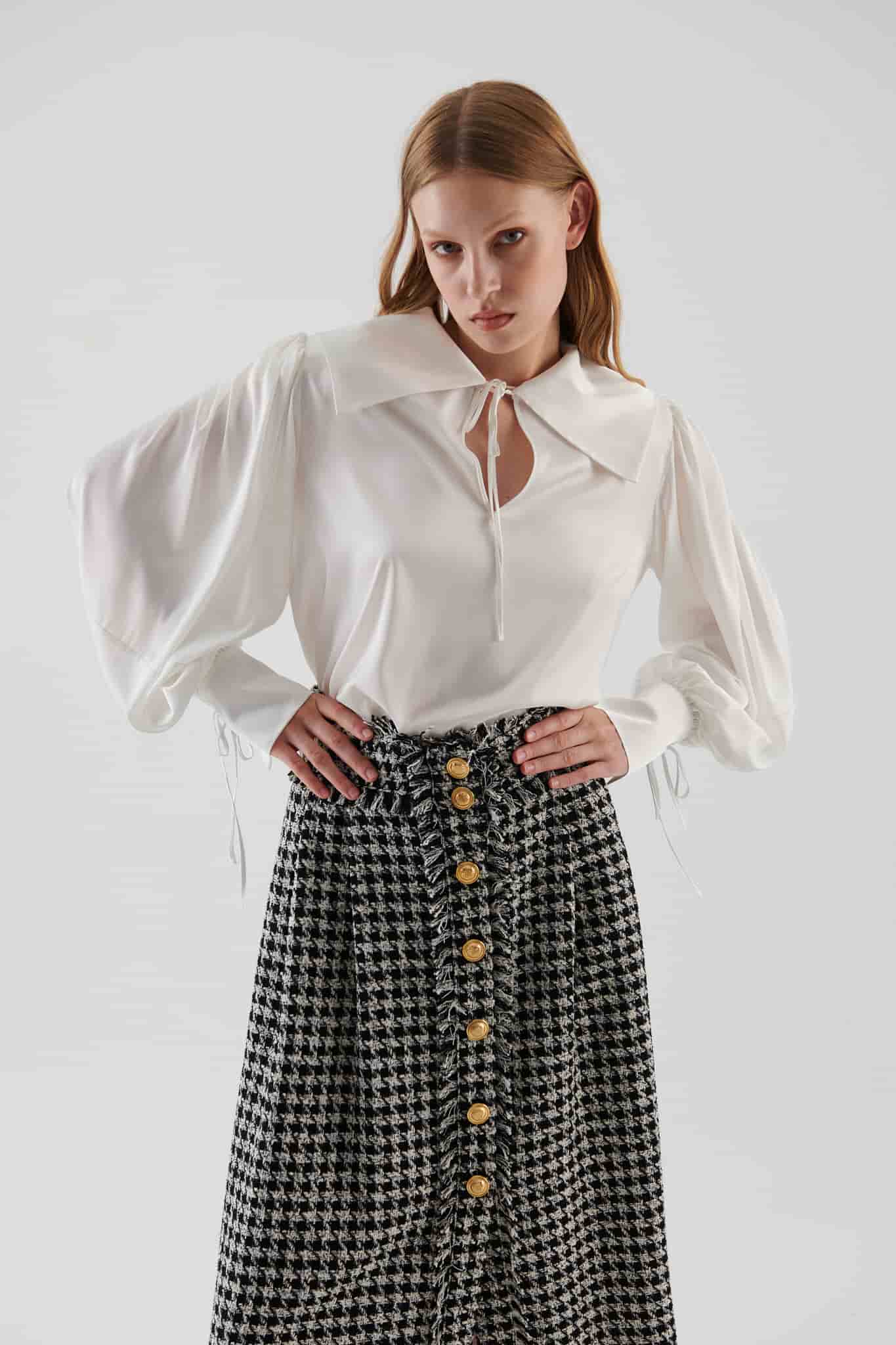 Crowbar Pattern Midi Skirt --[BLACK-WHITE]