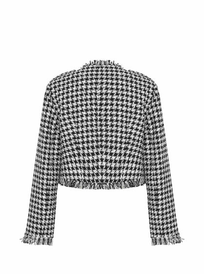 Crowbar Pattern Short Women's Jacket --[BLACK-WHITE]