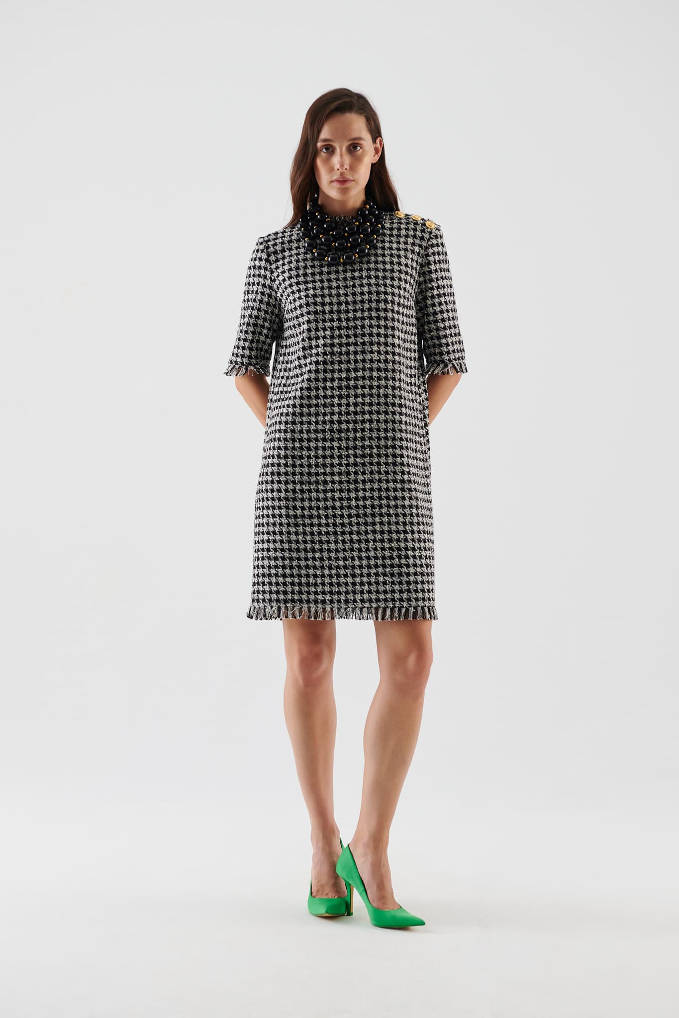 Crowbar Patterned Mini Dress --[BLACK-WHITE]