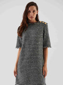 Crowbar Patterned Mini Dress --[BLACK-WHITE]