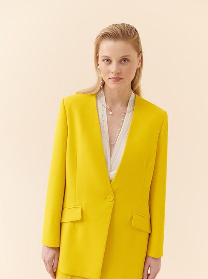 Sunflower Double Breasted Yellow Women's Jacket --[YELLOW]