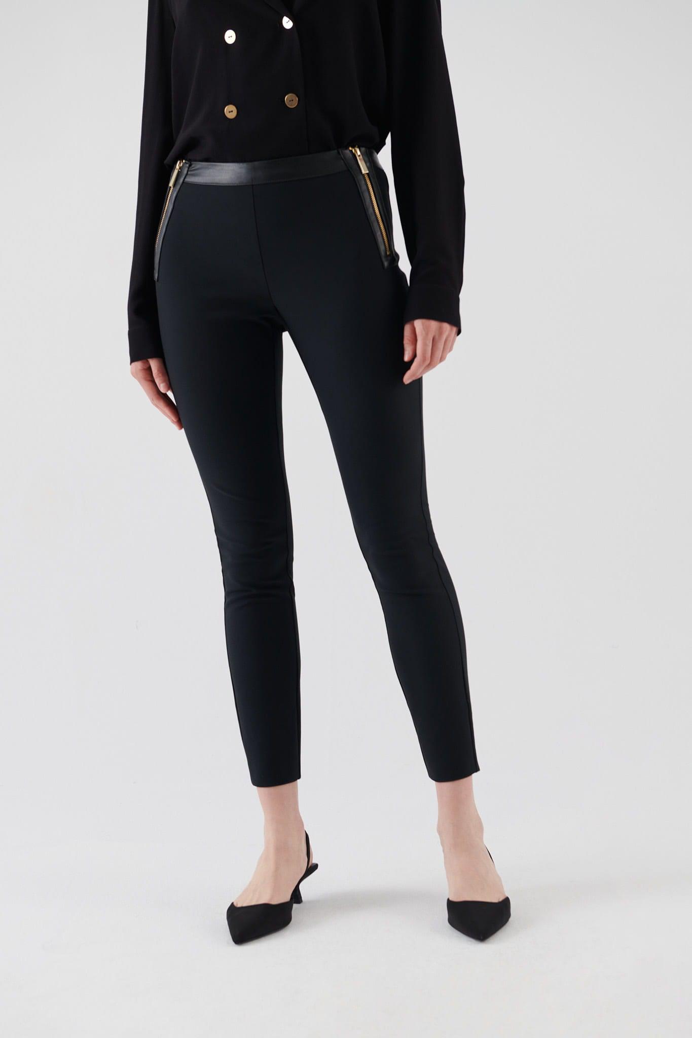 Double Zipper Black Women's Trousers --[BLACK]