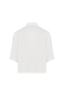 Frill Detailed Baby Collar Cream Women's Shirt --[ECRU]