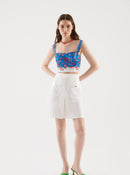 Front Pocket Detailed mini Skirt-- [WHITE]
