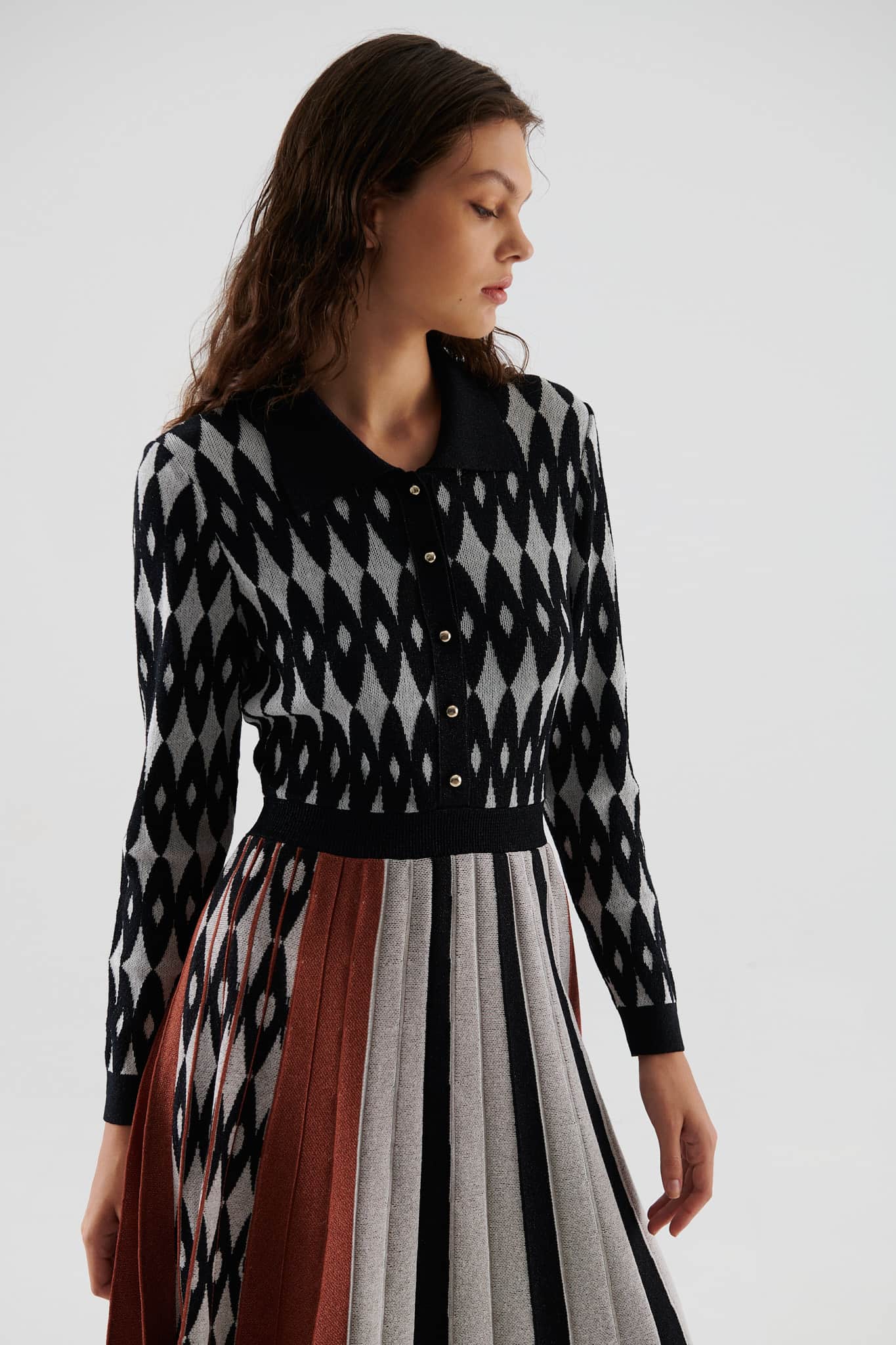 Geometric Patterned Knitwear Dress --[ORIGINAL]