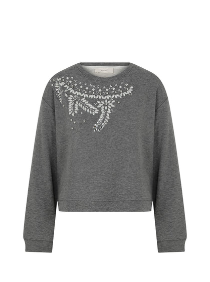 Boatneck Sweatshirt with Embroidered Design