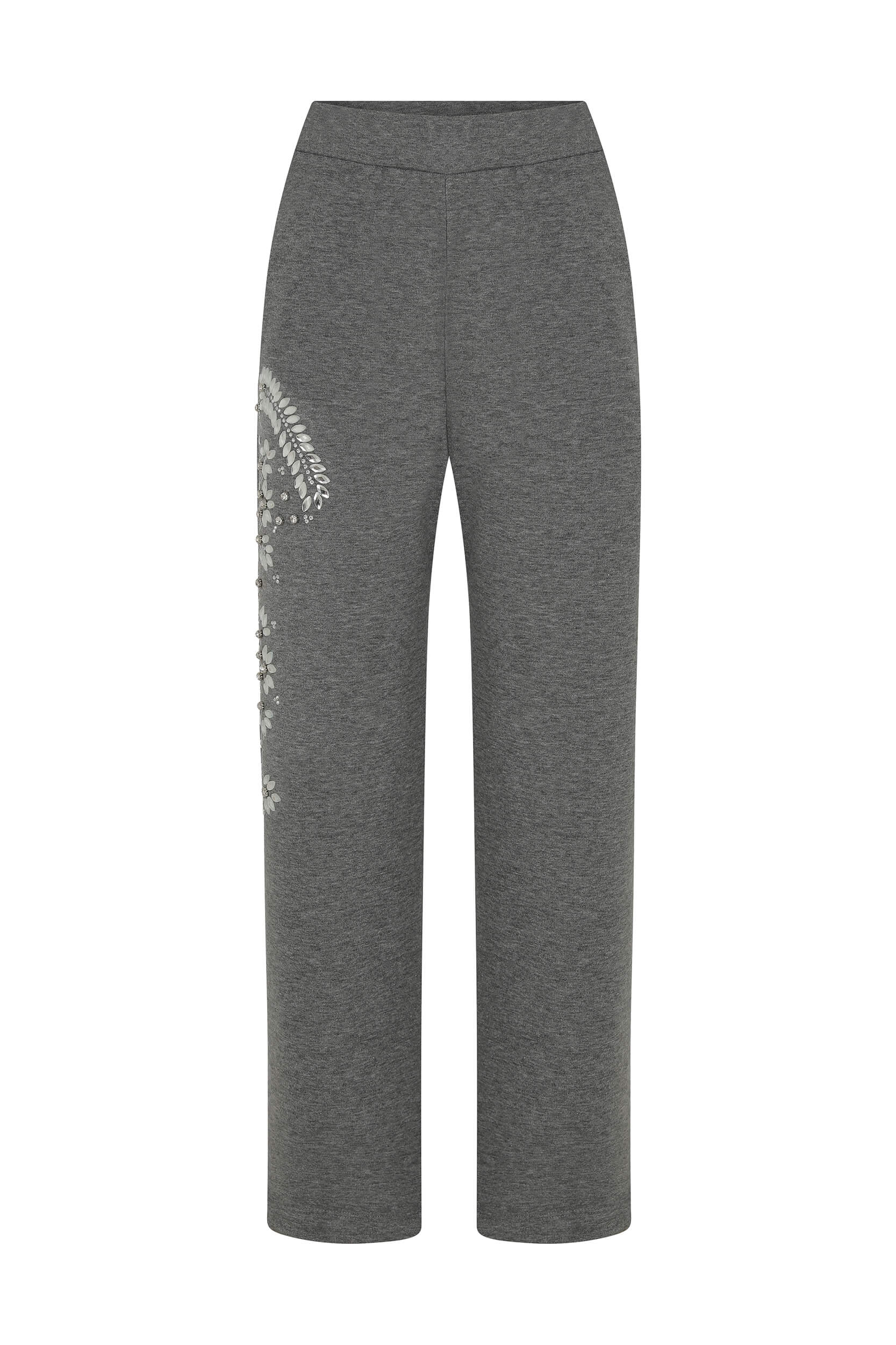 Grey Embroidered Sweatpants - Loungewear