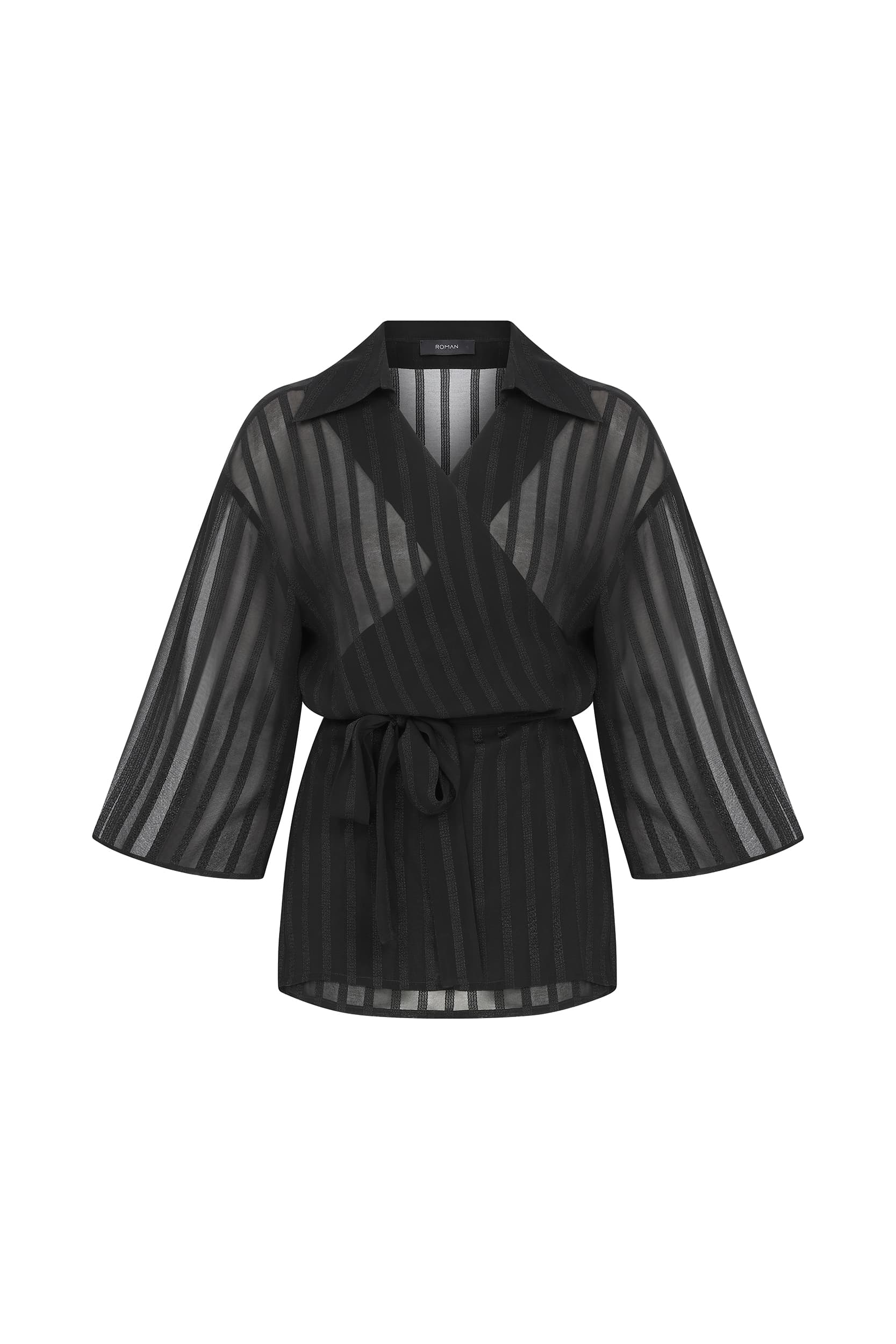 Kimono Sheer Black Women's Shirt --[BLACK]