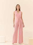 Tied Cut Out Detailed Pink Jumpsuit --[PINK]
