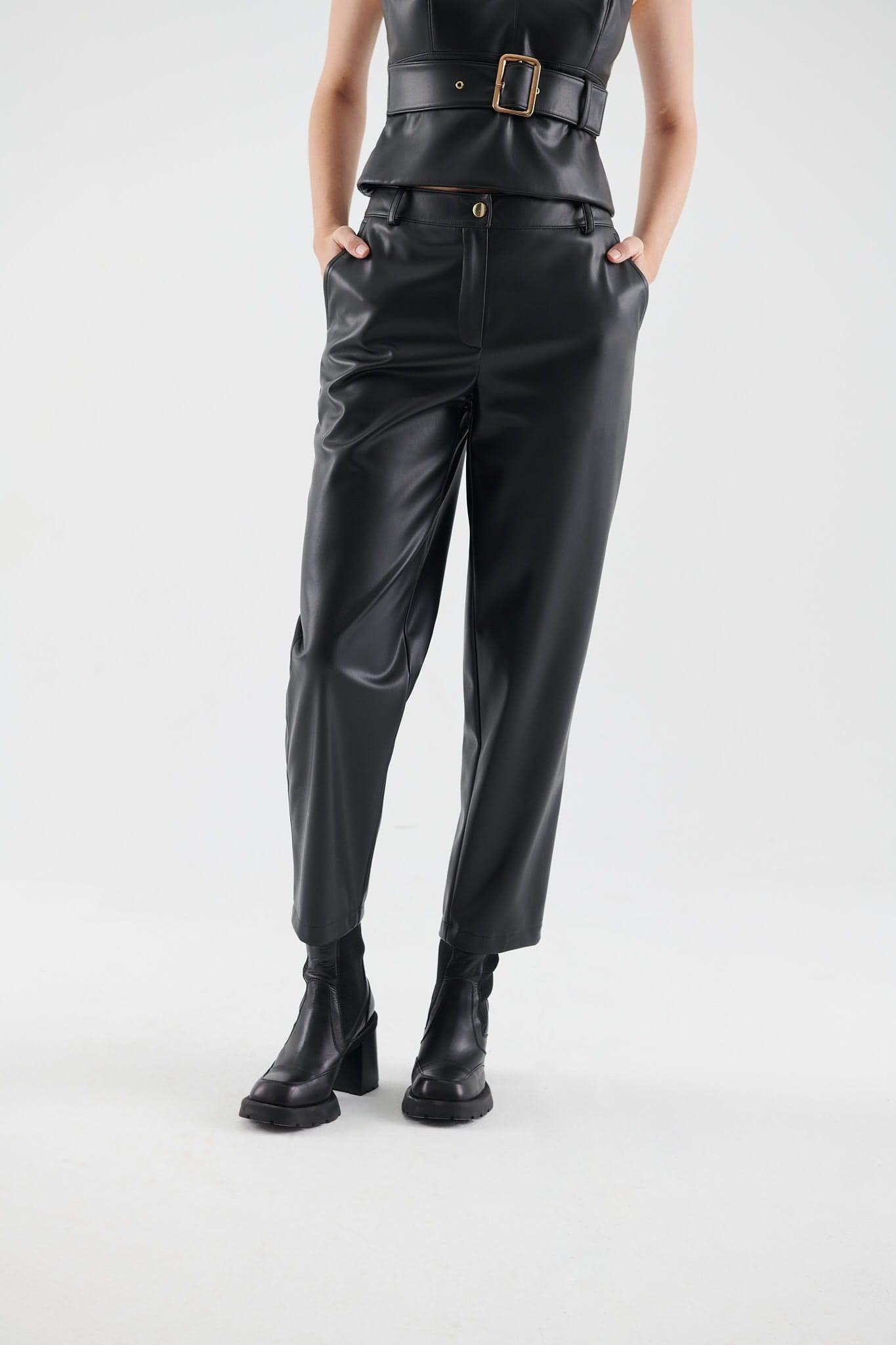 Leather Look Women's Trousers ---[BLACK]