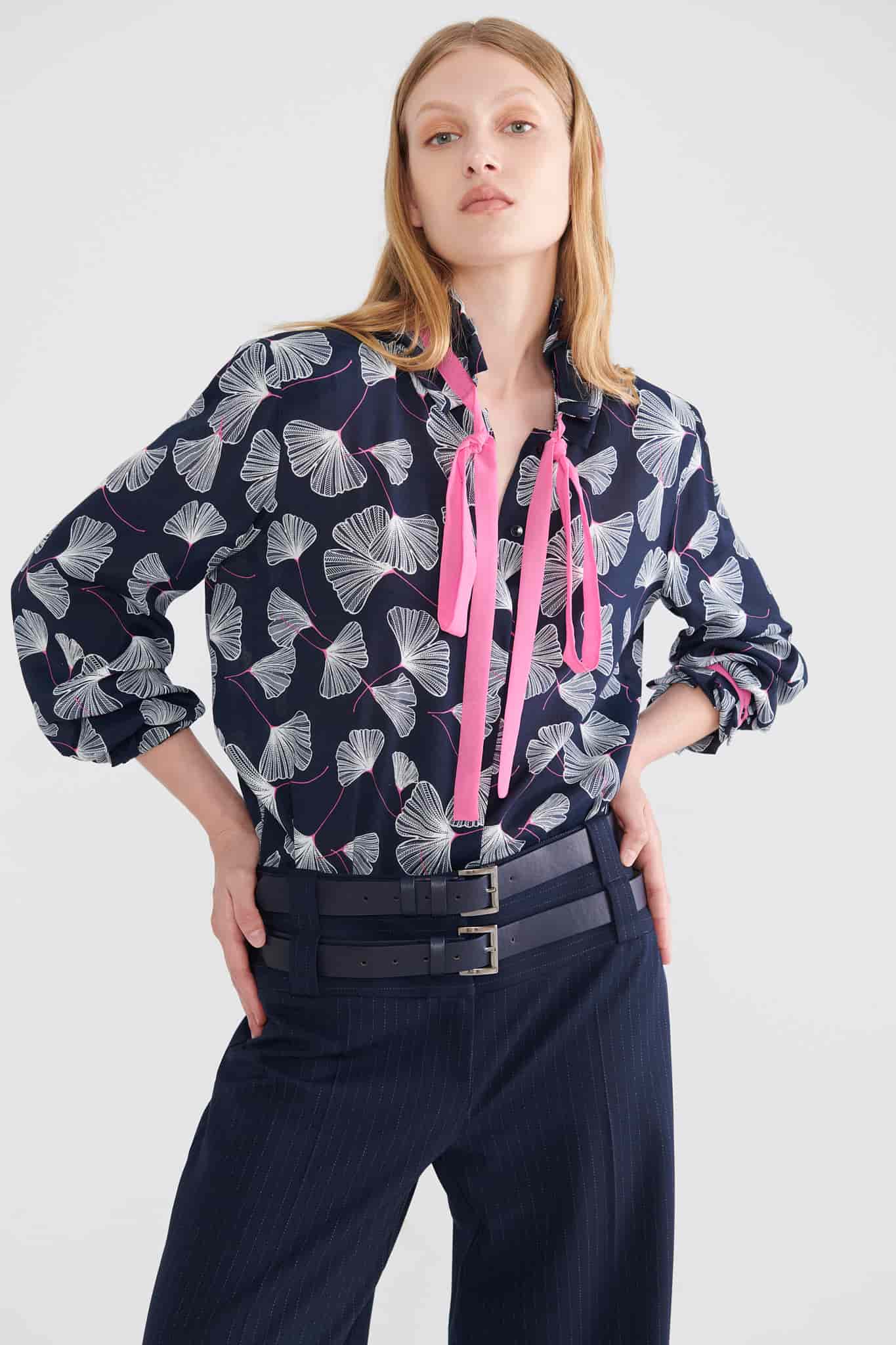 Pink Tie Collar Floral Shirt -- [ORIGINAL]
