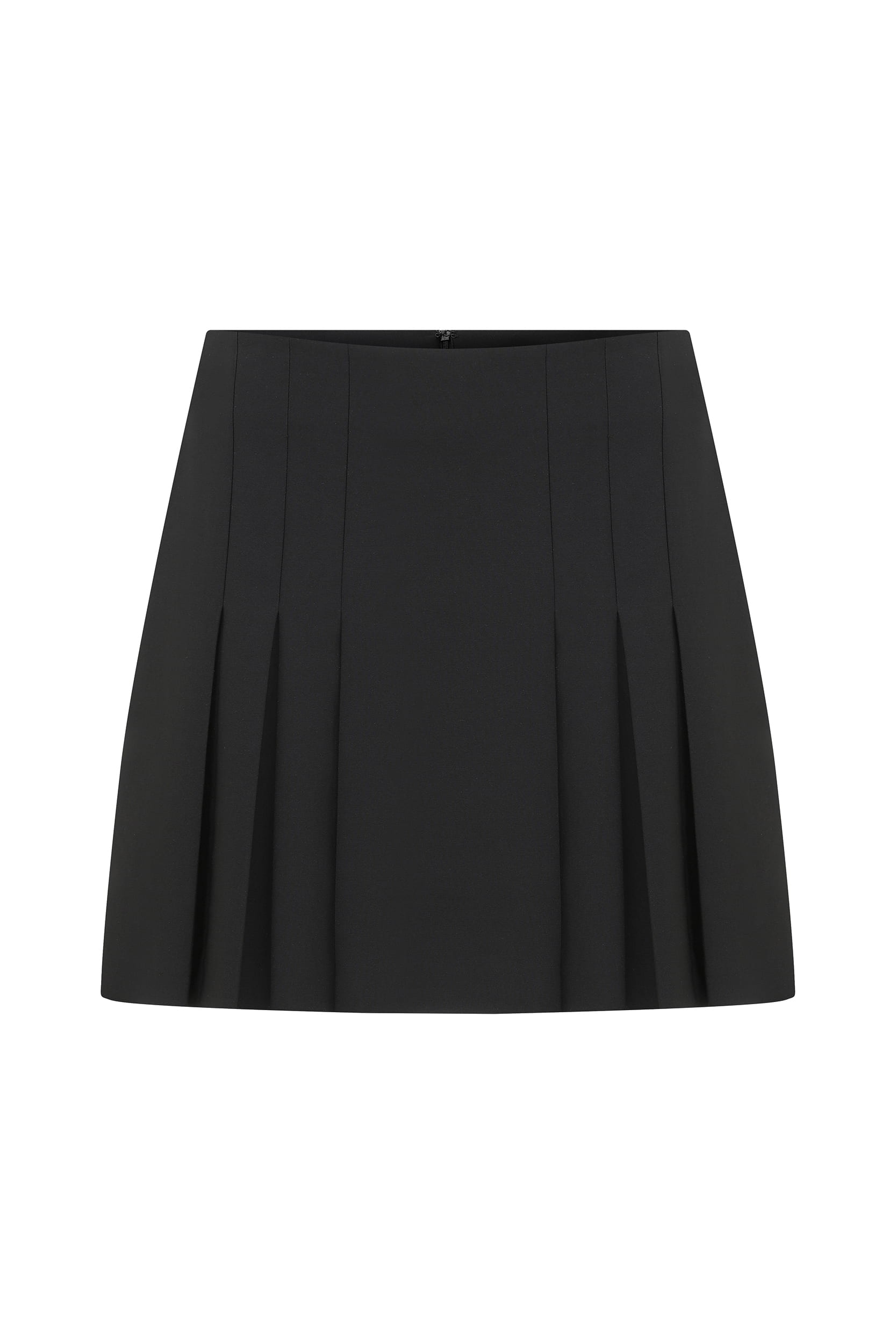 Pleated Black Mini Skirt-- [BLACK]