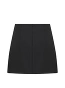 Pleated Black Mini Skirt-- [BLACK]