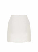 Gold Button Pocket Detailed Tweed Mini Skirt --[BONE]