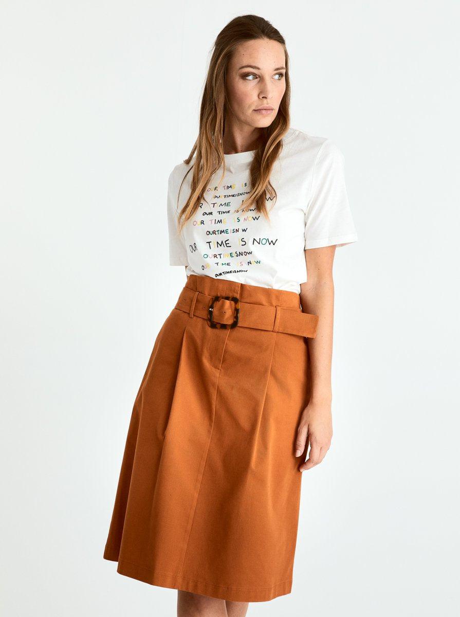 Belted Brick Skirt