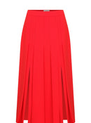 Red Double Slit Midi Skirt --[RED]