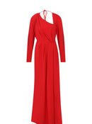 Red Full Sleeve Evening Dress -- [RED]