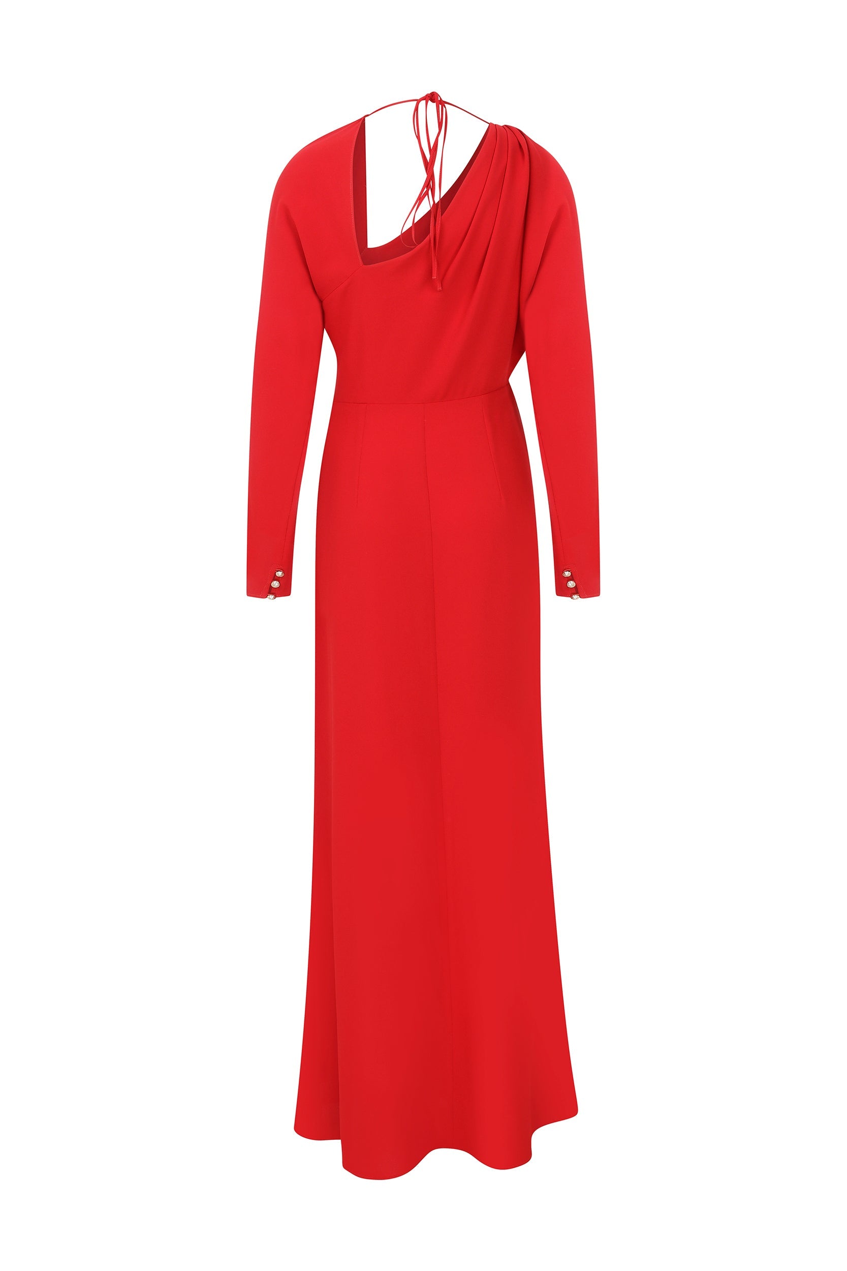 Red Full Sleeve Evening Dress -- [RED]