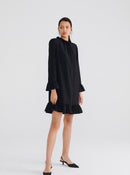 Ruffle Black Mini Dress --[BLACK]