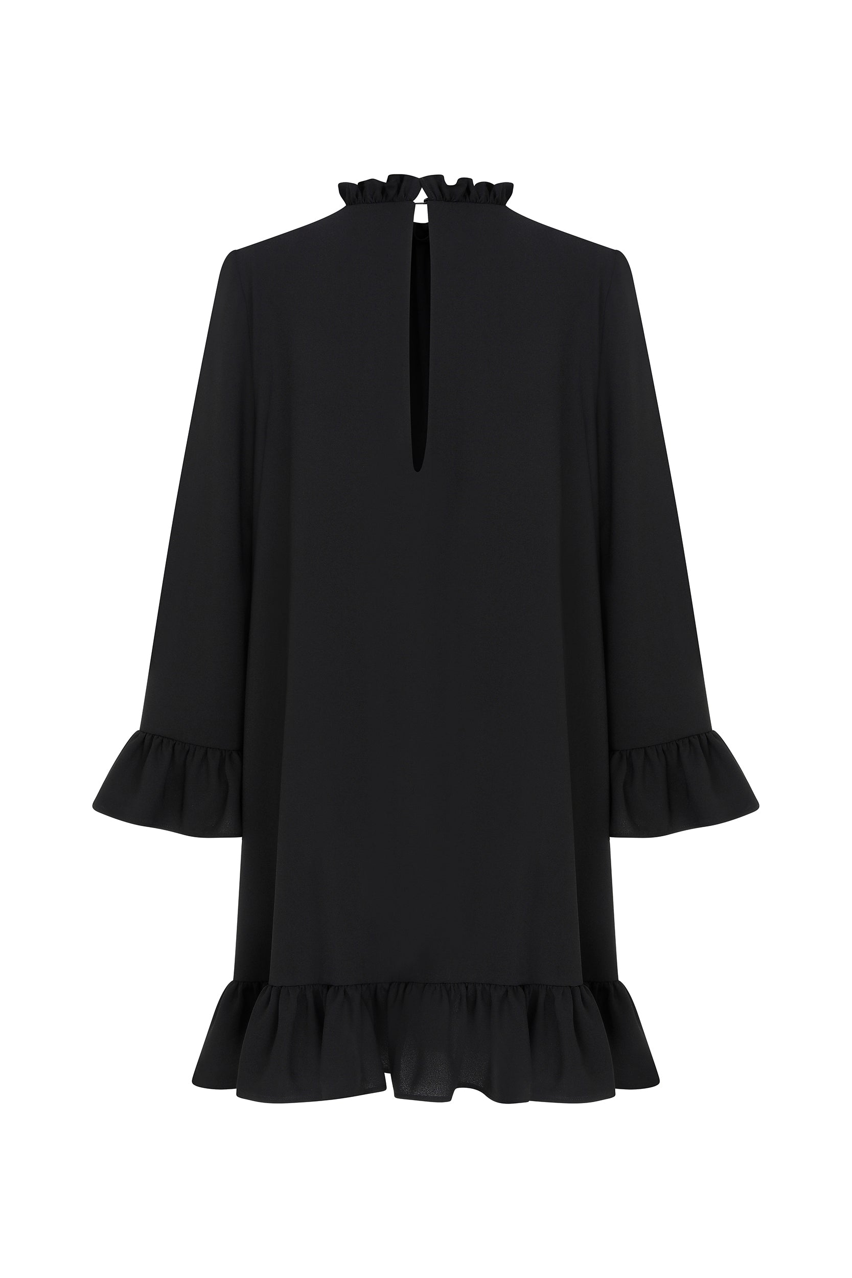 Ruffle Black Mini Dress --[BLACK]