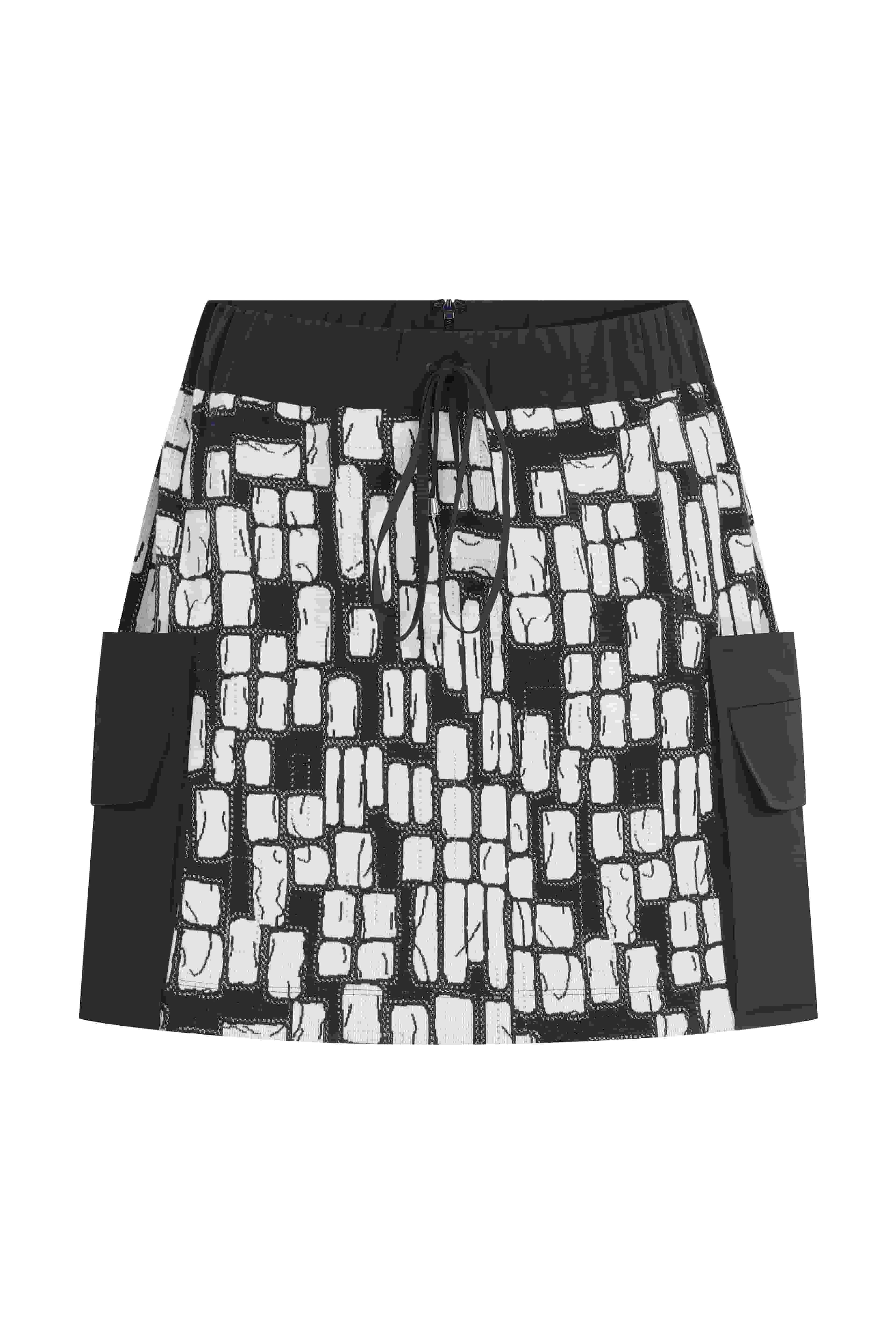 Side Pockets Square Patterned Mini Skirt --[ORIGINAL]